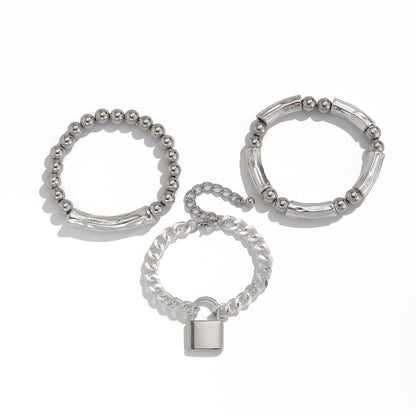 Punk Style Lock Pendant Bracelet With Unique Metal Tubes