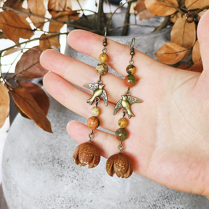Handmade Vintage-Inspired Earrings with Natural Stone