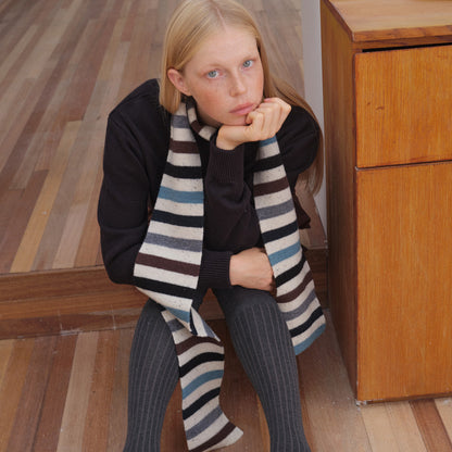 100% Merino Wool Striped Scarf Soft Long Neck Warmer