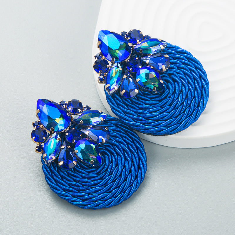 Geometric Rhinestone Glass Earrings Trendy Ins Style