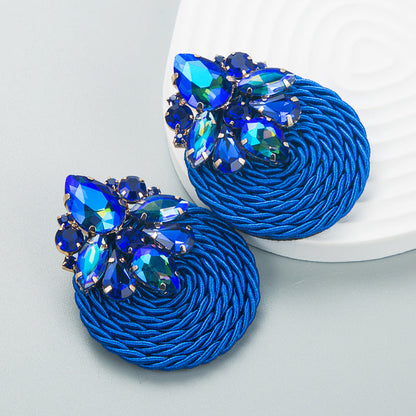 Geometric Rhinestone Glass Earrings Trendy Ins Style