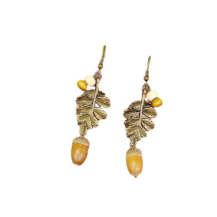 Bohemian Long Tassel Leaf Earrings Natural Wood