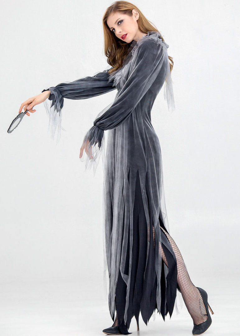Haunted Wedding Dress Gray Sheer Fabric