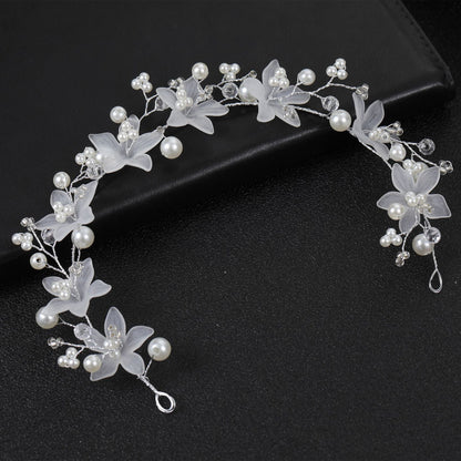 Transparent Plastic Flower Pearl Handmade Headband for Weddings