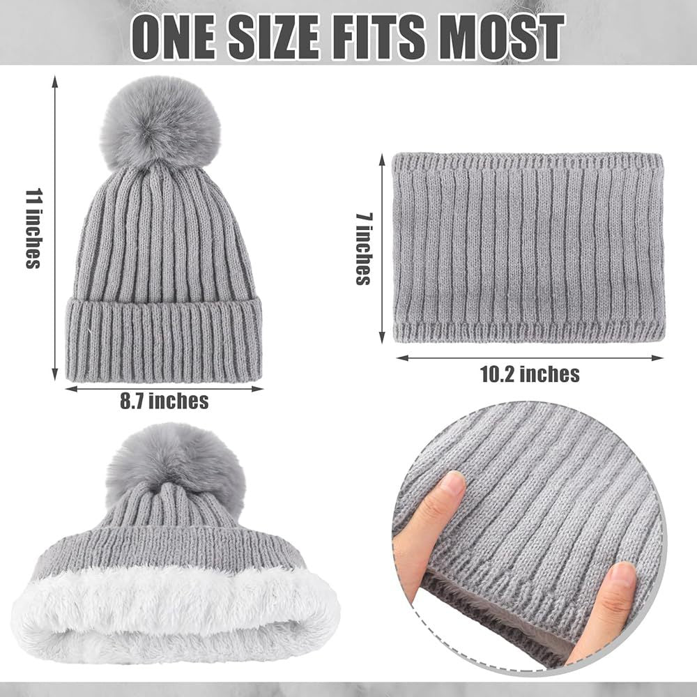 Warm Winter Knit Hat Scarf Gloves Set for Outdoor Activities