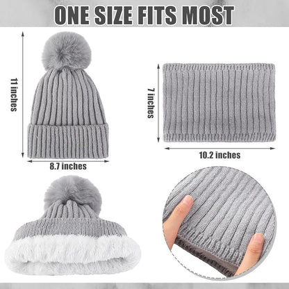 Warm Winter Knit Hat Scarf Gloves Set for Outdoor Activities
