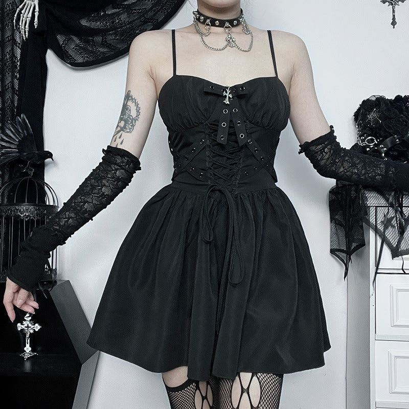 Summer New V-Neck Puff Sleeve Polo Top And A-Line Dress Set