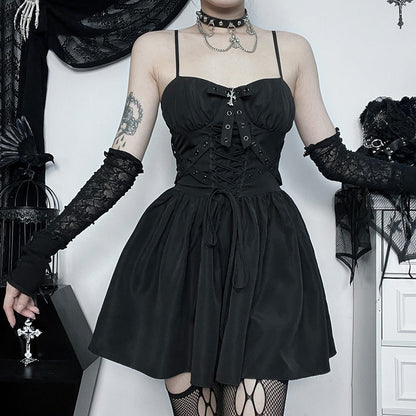 Summer New V-Neck Puff Sleeve Polo Top And A-Line Dress Set