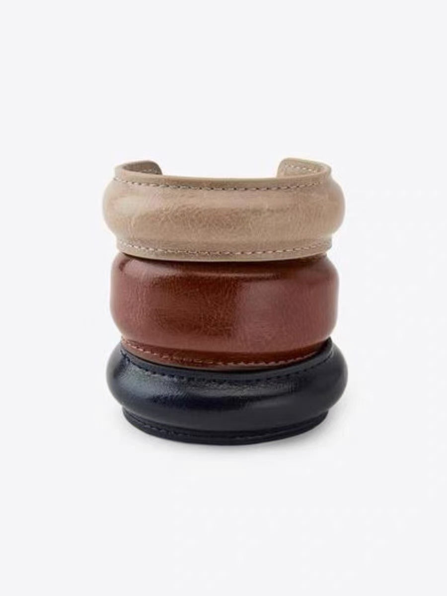 Vintage Leather Wide Open Bracelets