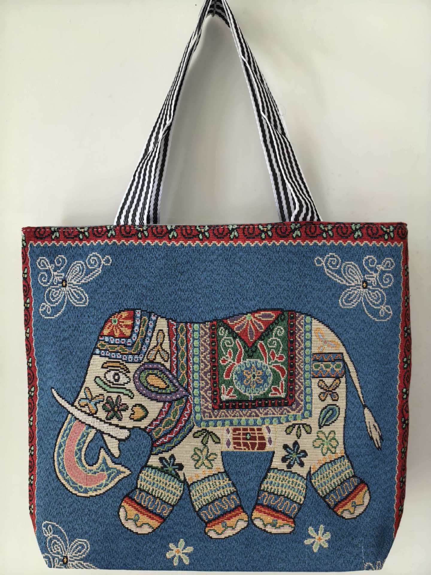 Ethnic Vintage Embroidered Canvas Tote Bag for Women