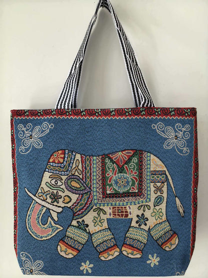 Ethnic Vintage Embroidered Canvas Tote Bag for Women