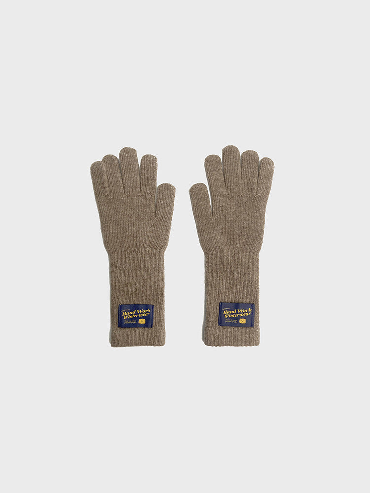 Simple Solid Color Warm Knit Wool Gloves