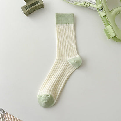 Color Block Ribbed Thin Socks