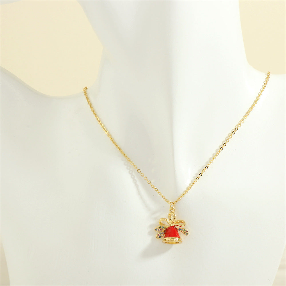 Simple Christmas Pendant Enamel Necklace