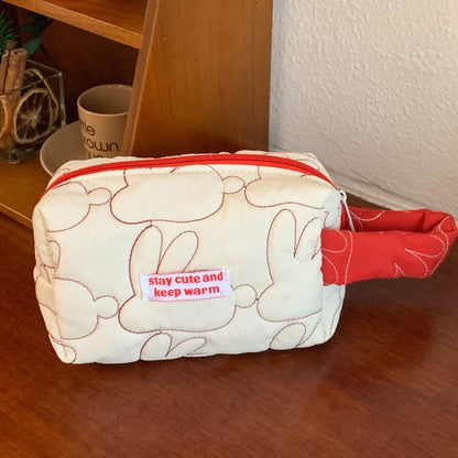 Cute Embroidered Rabbit Soft Make Up Bag
