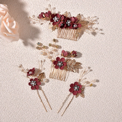 Bridal Floral Hair Accessories Forest Style Blue Flower Hairpin Wedding Hairpiece