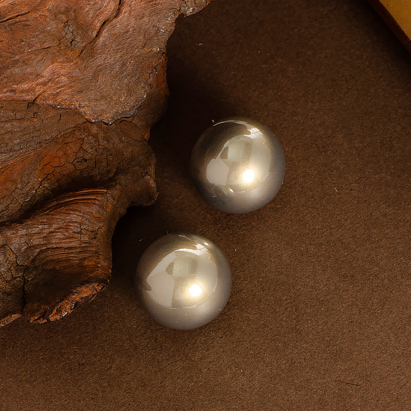 Statement Pearl Stud Earrings Elegant Geometric Design Alloy 925 Silver