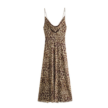 Simple Print Spaghetti Strap Maxi Dress