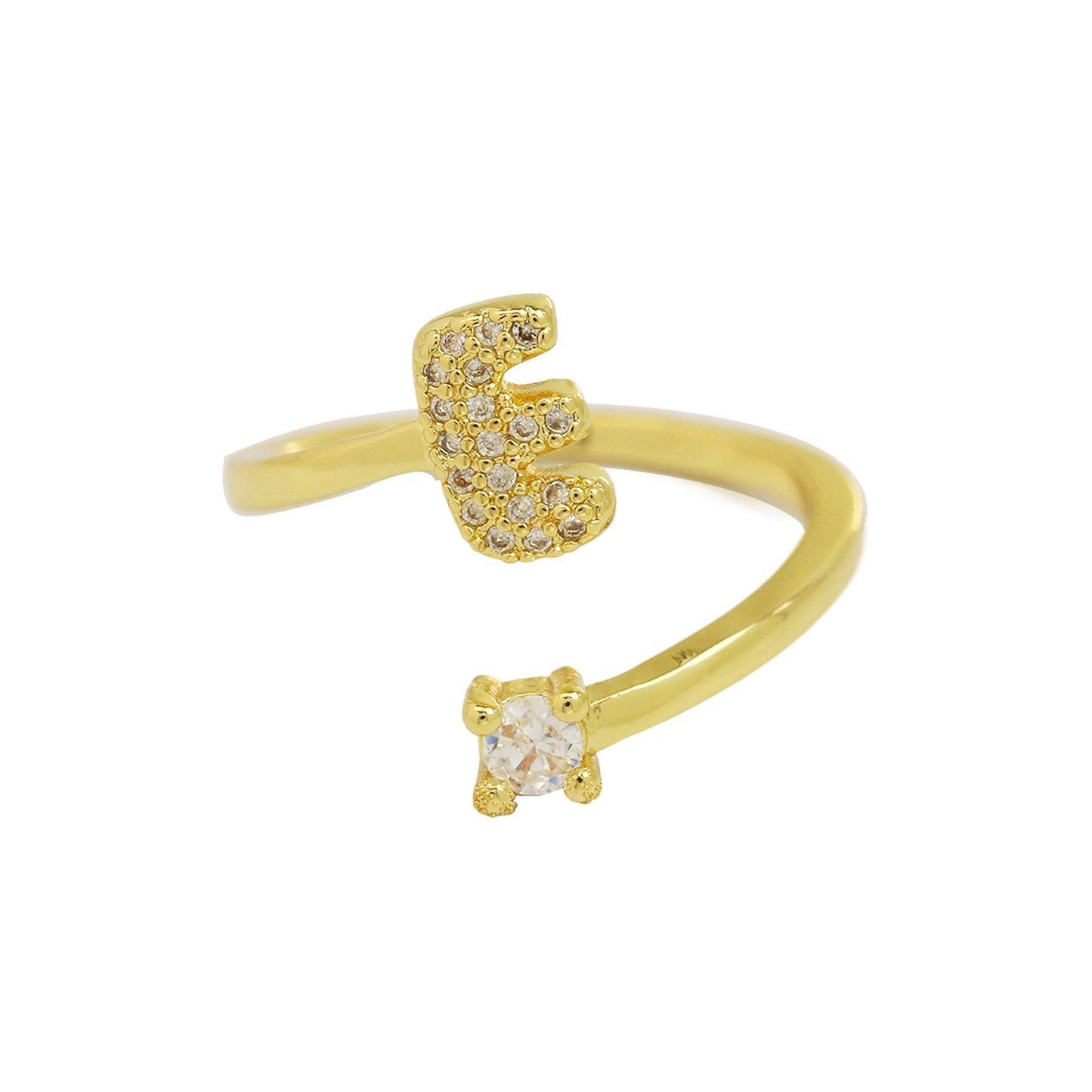 Letters AâZ Sparkling Zircon Adjustable Ring