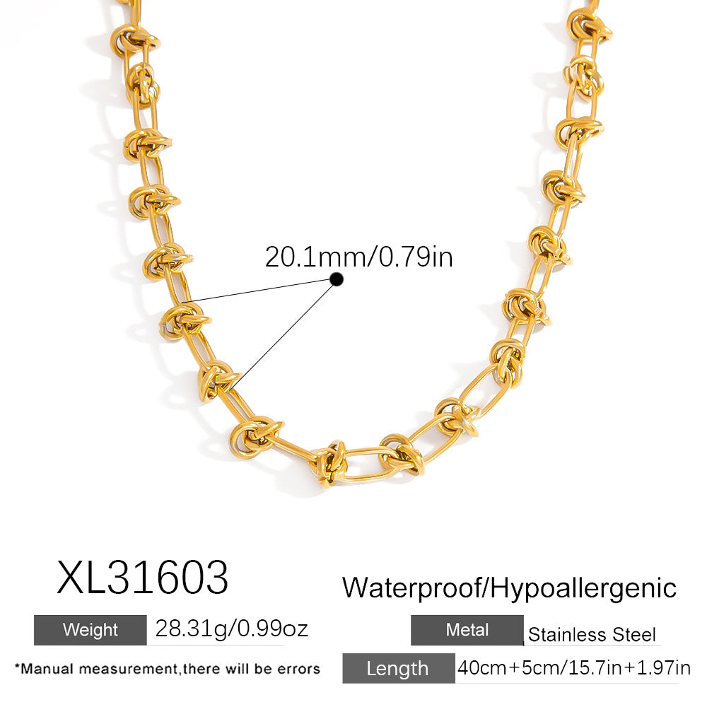 Geometric Stainless Steel 18k Gold Plated Layered Necklace for Women