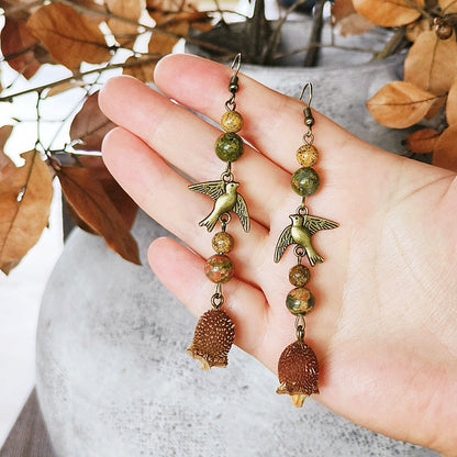 Handmade Vintage-Inspired Earrings with Natural Stone