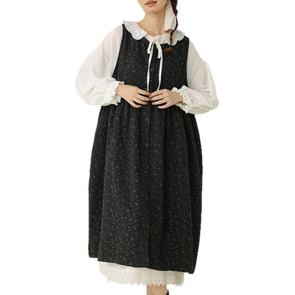 Vintage Floral Print Loose Maxi Dress