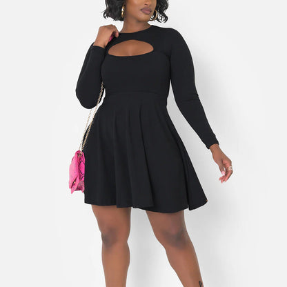 Chic Hollow Out Bodycon Dress Casual Short Sleeves