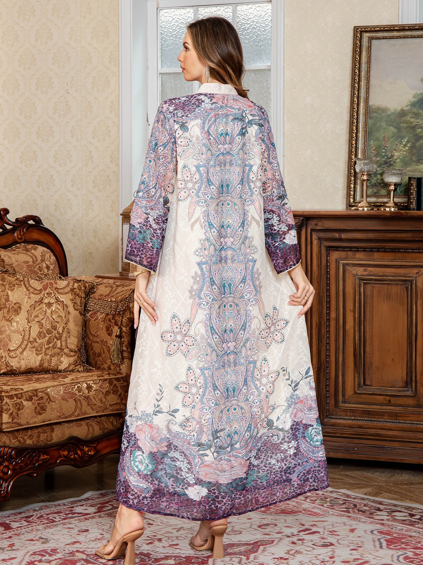 Embroidered Abaya Long Dress Stylish Dubai Maxi Dress
