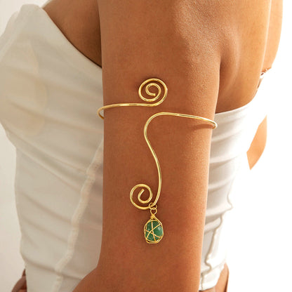 Floral Open Arm Cuff Bracelet Geometric Punk Style Beach Party Jewelry