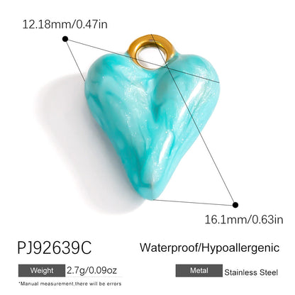Colorful Oil-Drop Fish Heart Pendant Steel DIY Jewelry Accessories