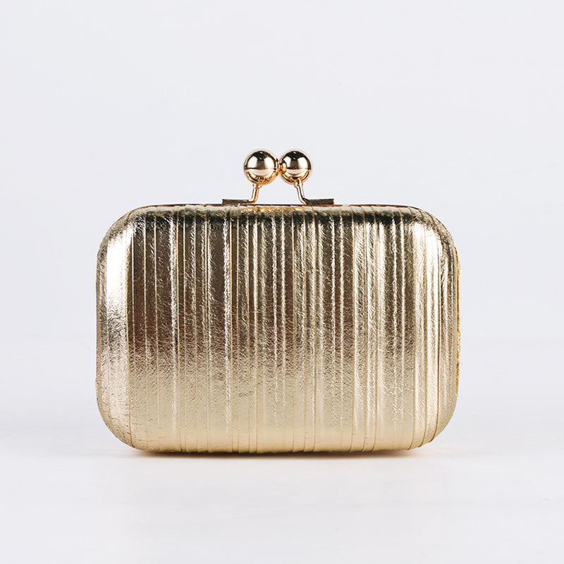 Metallic Pleated Evening Clutch Bag Stylish Formal Purse
