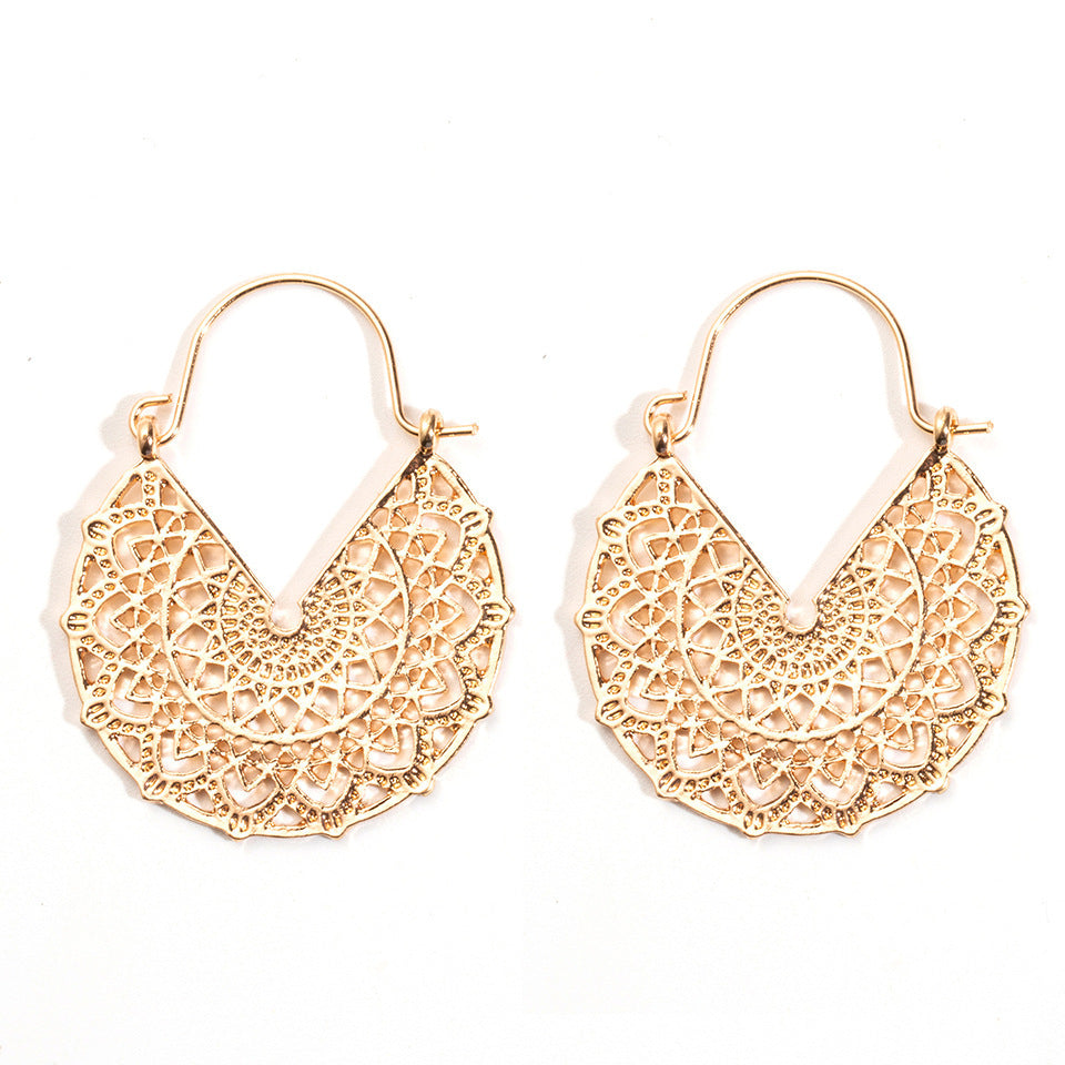Bohemian Style Hollow Circle Drop Earrings for Women