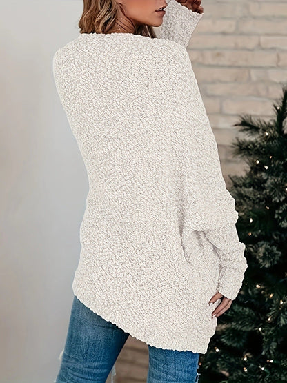 Solid Color Open Front Cozy Long Cardigan