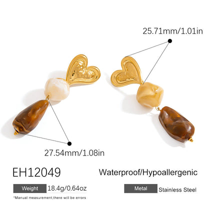 Geometric Resin Dangle Earrings Stainless Steel Chic Accessories