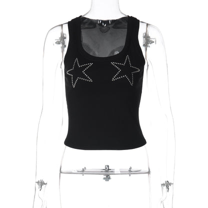 Trendy Sleeveless Rhinestone Tank Top for Women