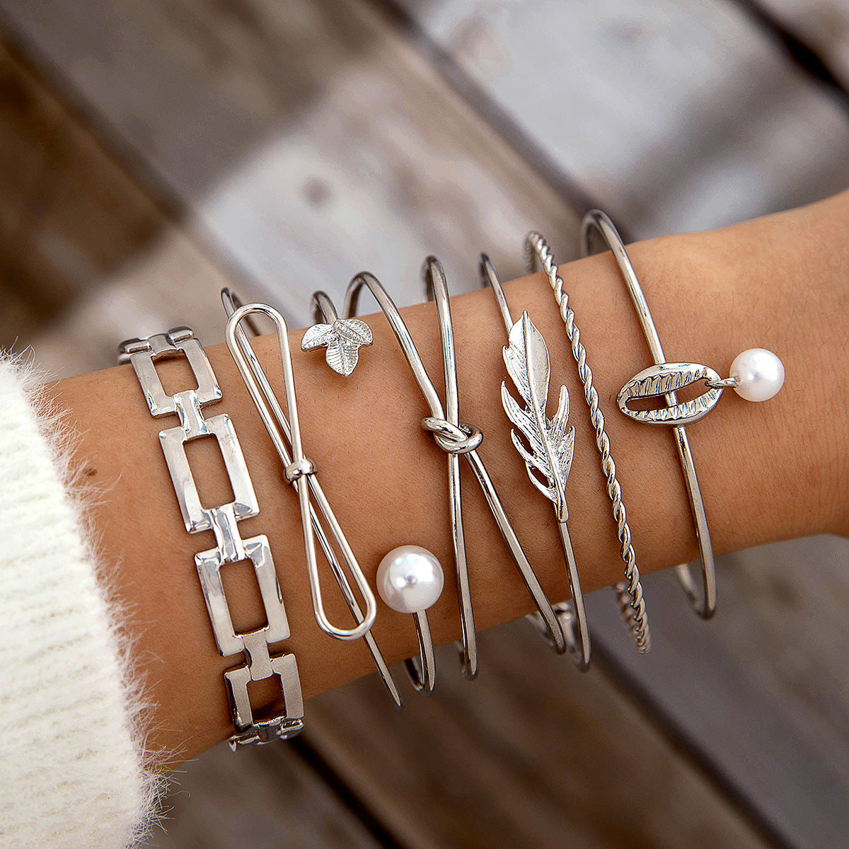 Vintage Geometric Open-Cuff Gold Bracelet Set