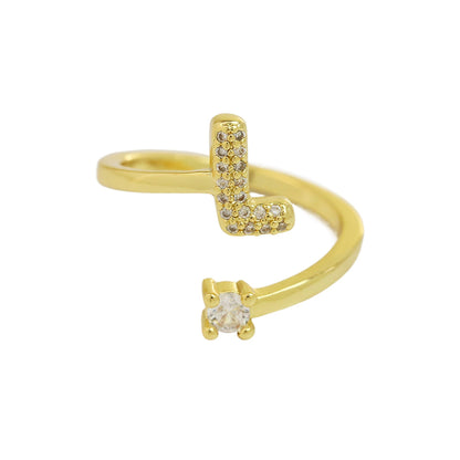Letters AâZ Sparkling Zircon Adjustable Ring
