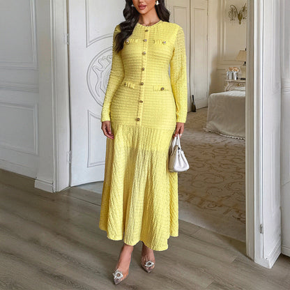 Elegant Solid Color Midi Dress for Women