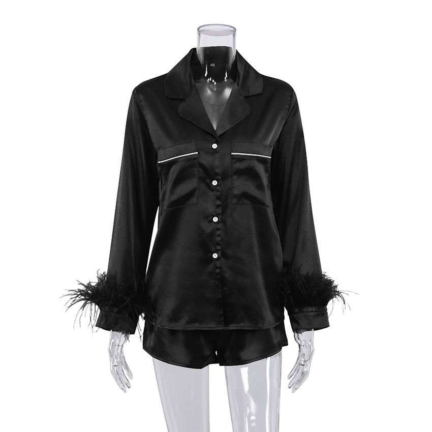 Feather Solid Color Sleepwear Sets
