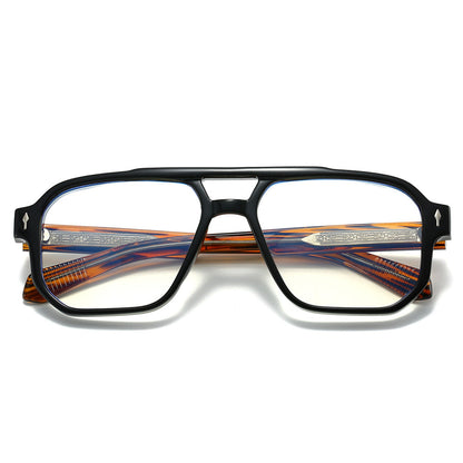 Trendy Double Bridge Pilot Glasses with Clear Lenses