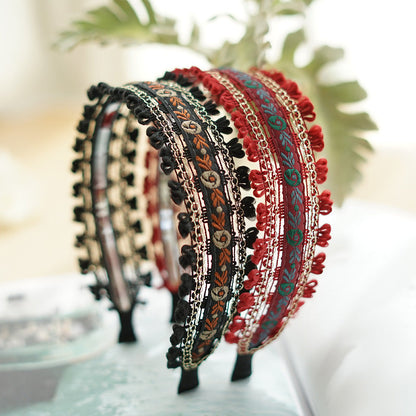 New Bohemian Ethnic Style Embroidered Flower Hair Hoops, Headband Hair Accessories