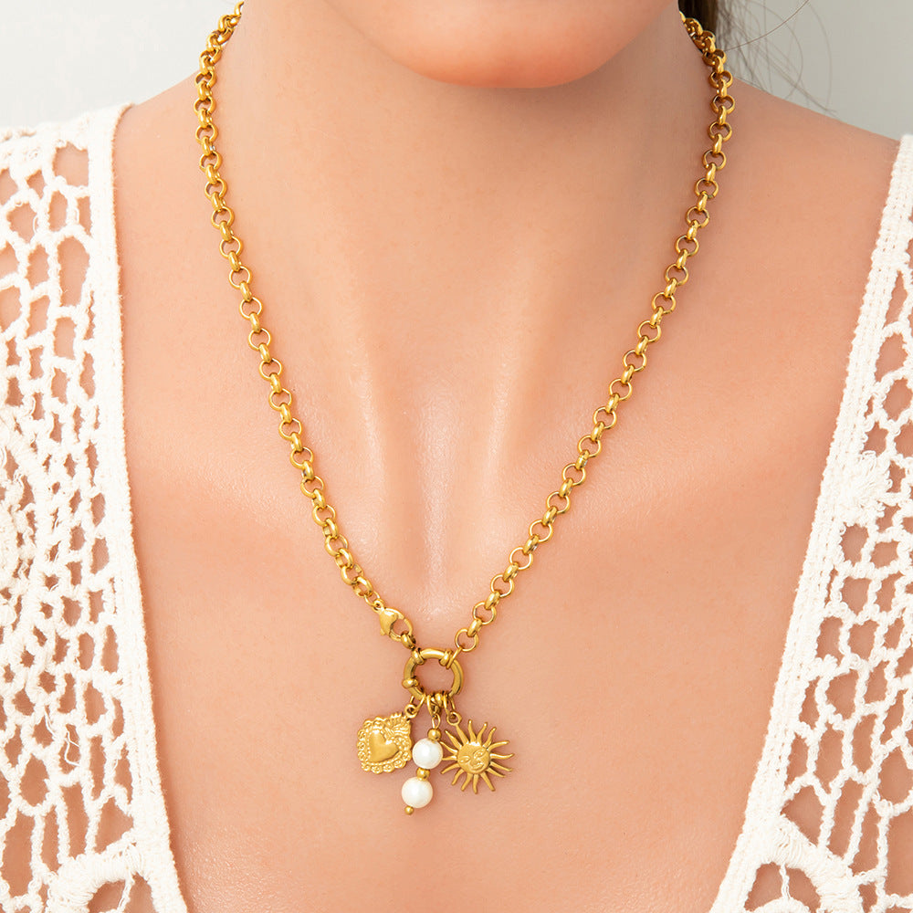 DIY Stainless Steel Heart Pendant Necklace with 18k Gold Plating