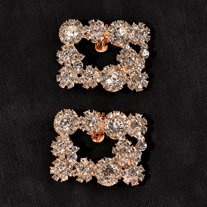 Bridal Shoe Accessories Square Crystal Metal Shoe Clips