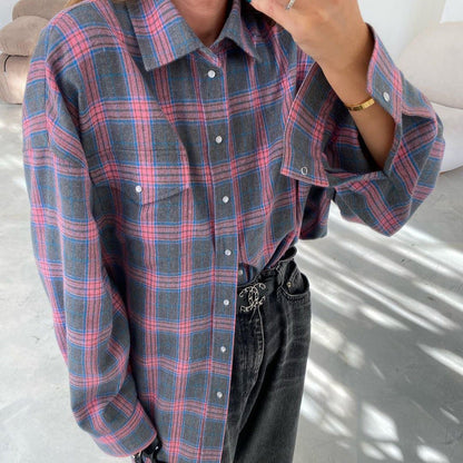 Casual Checkered Long Sleeve Button-Up Shirt