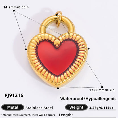 Colorful Heart Moon Pendant Charm Stainless Steel DIY Earrings
