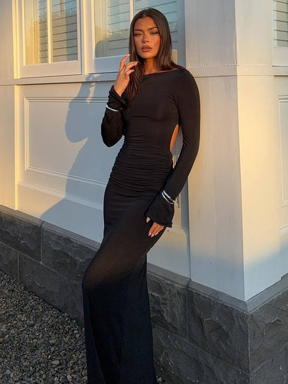 Trendy Hollow Back Bodycon Dress for Parties
