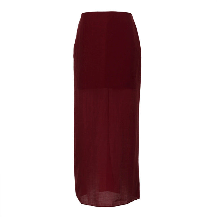 Fashionable Black Mesh Midi Skirt With High Waist Design