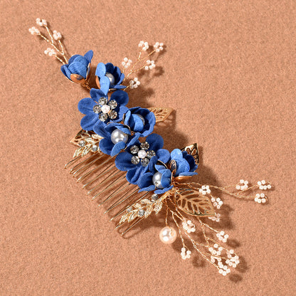 Bridal Floral Hair Accessories Forest Style Blue Flower Hairpin Wedding Hairpiece