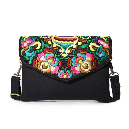Embroidered Canvas Satchel Women'S Single Shoulder Mini Messenger Bag Embroidered Bag
