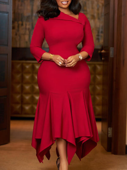 Elegant Off-Shoulder Bodycon Dress In Solid Colors
